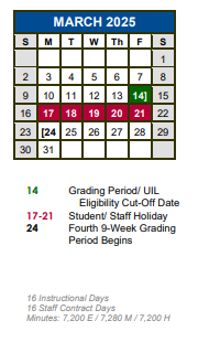 District School Academic Calendar for Alter Impact Ctr for March 2025