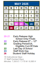 District School Academic Calendar for Alter Impact Ctr for May 2025