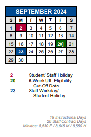 District School Academic Calendar for Alter Impact Ctr for September 2024
