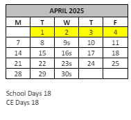 District School Academic Calendar for Hemet Elementary for April 2025