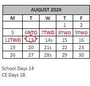 District School Academic Calendar for Family Learning Tree Center for August 2024