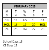 District School Academic Calendar for Hamilton Elementary for February 2025