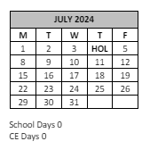 District School Academic Calendar for Acacia Middle for July 2024