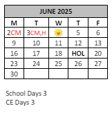 District School Academic Calendar for West Valley High for June 2025