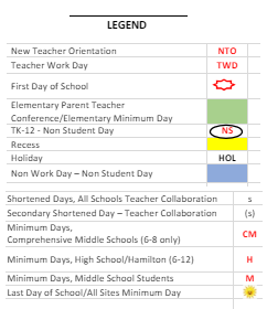 District School Academic Calendar Legend for Hemet Academy For Applied Academic And Technology