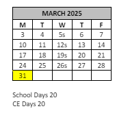 District School Academic Calendar for Acacia Middle for March 2025