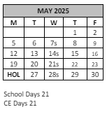 District School Academic Calendar for Hamilton High for May 2025