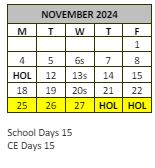 District School Academic Calendar for Jackson (helen Hunt) Alternative High for November 2024