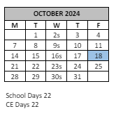 District School Academic Calendar for Santa Fe Middle for October 2024