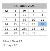 District School Academic Calendar for Cawston Elementary for October 2024