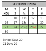 District School Academic Calendar for Harmony Elementary School for September 2024