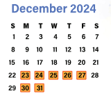 District School Academic Calendar for Adams Elementary for December 2024