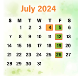 District School Academic Calendar for Skipwith Elementary for July 2024