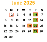 District School Academic Calendar for Adams Elementary for June 2025