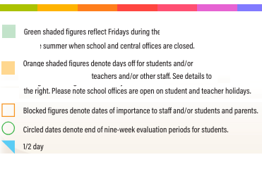 District School Academic Calendar Legend for Glen Allen Elementary