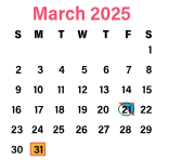 District School Academic Calendar for Skipwith Elementary for March 2025