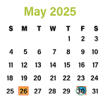 District School Academic Calendar for Skipwith Elementary for May 2025