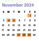 District School Academic Calendar for Moody Middle for November 2024