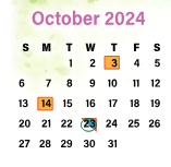 District School Academic Calendar for Adams Elementary for October 2024