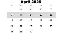 District School Academic Calendar for Eagle's Landing Middle School for April 2025