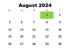 District School Academic Calendar for Locust Grove Elementary School for August 2024