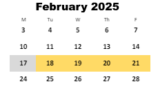 District School Academic Calendar for Headland High School for February 2025