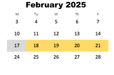 District School Academic Calendar for Campbellsburg Elementary School for February 2025