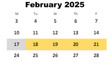 District School Academic Calendar for Dutchtown High for February 2025