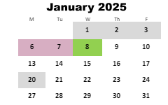 District School Academic Calendar for Pate's Creek Elementary School for January 2025