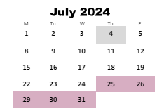 District School Academic Calendar for Campbellsburg Elementary School for July 2024