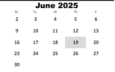 District School Academic Calendar for Hampton Elementary School for June 2025
