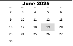 District School Academic Calendar for Campbellsburg Elementary School for June 2025