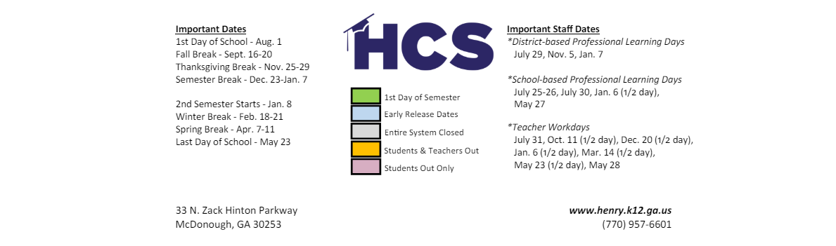 District School Academic Calendar Key for Eagle's Landing High School