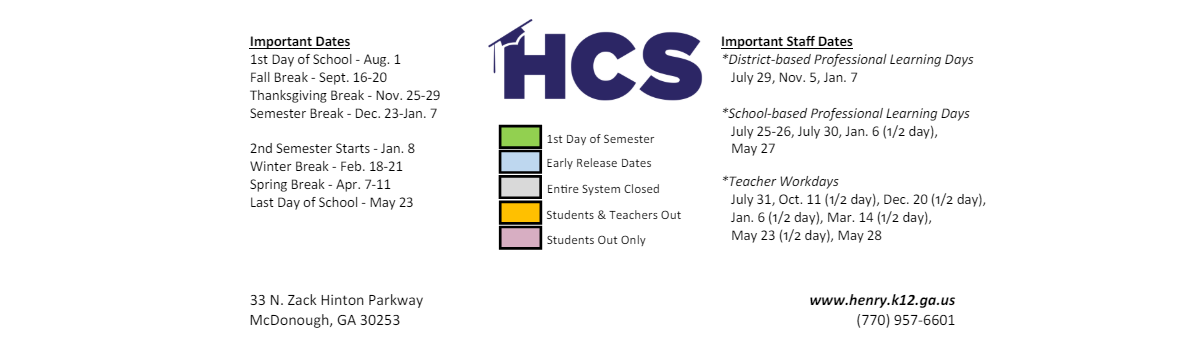 District School Academic Calendar Key for Dutchtown High