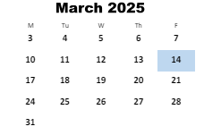 District School Academic Calendar for Unity Grove Elementary School for March 2025