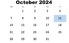 District School Academic Calendar for Austin Road Elementary School for October 2024