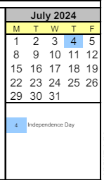 District School Academic Calendar for Arts & Academics Academy for July 2024