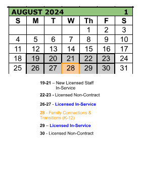 District School Academic Calendar for Imlay Elementary School for August 2024