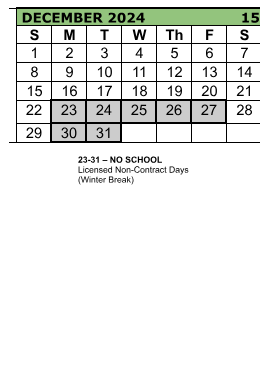 District School Academic Calendar for J W Poynter Middle School for December 2024