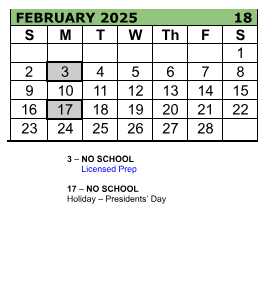 District School Academic Calendar for Imlay Elementary School for February 2025