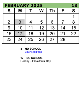 District School Academic Calendar for J W Poynter Middle School for February 2025