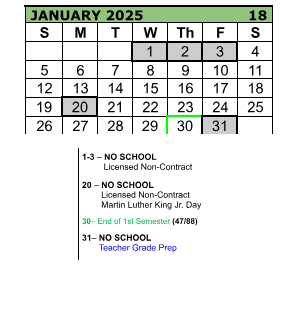 District School Academic Calendar for J W Poynter Middle School for January 2025