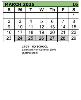 District School Academic Calendar for Imlay Elementary School for March 2025