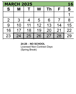 District School Academic Calendar for J W Poynter Middle School for March 2025
