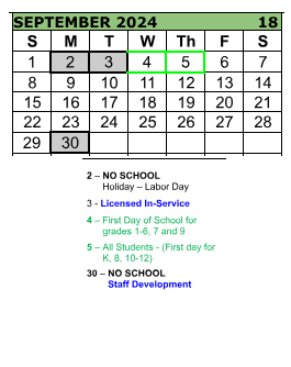 District School Academic Calendar for J W Poynter Middle School for September 2024
