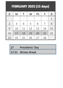 District School Academic Calendar for Wm J Dean Voc Tech High for February 2025