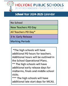 District School Academic Calendar Legend for Wm J Dean Voc Tech High