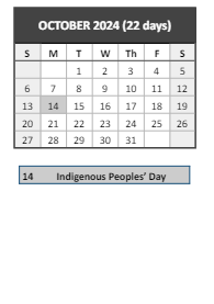 District School Academic Calendar for Wm J Dean Voc Tech High for October 2024