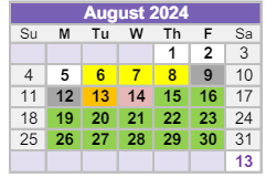 District School Academic Calendar for Hanson Elementary School for August 2024