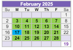 District School Academic Calendar for Hanson Elementary School for February 2025